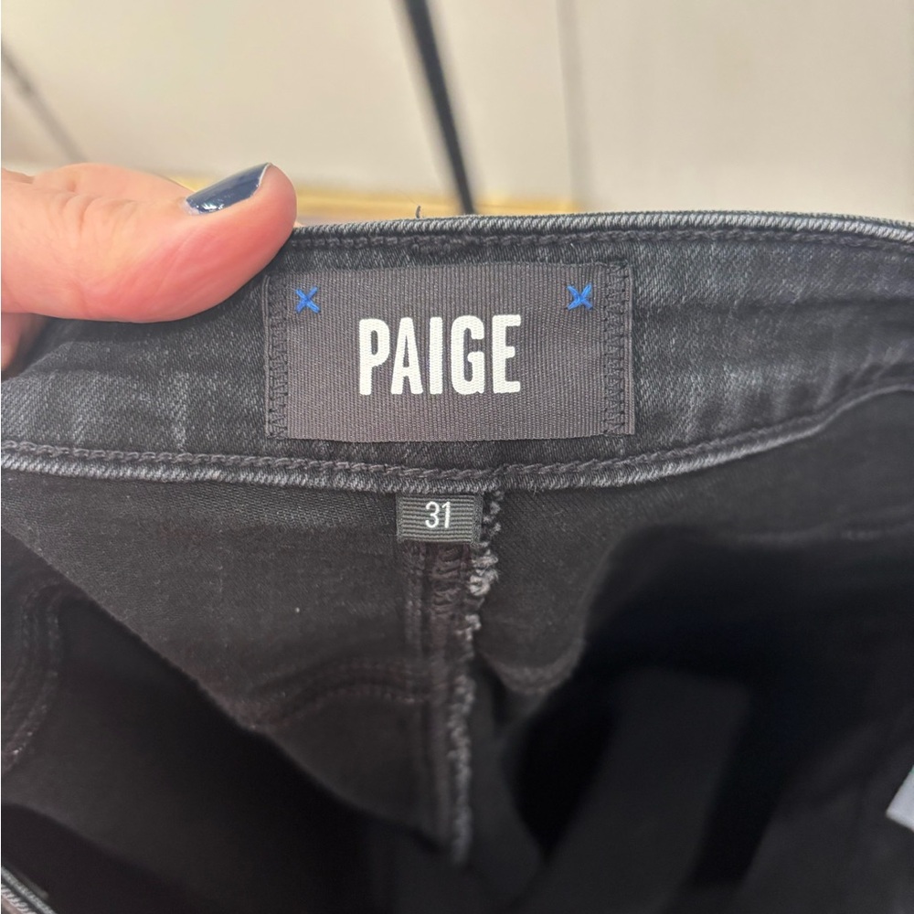 PAIGE Women's Cindy Straight Leg Black Jeans - Picture 5 of 8
